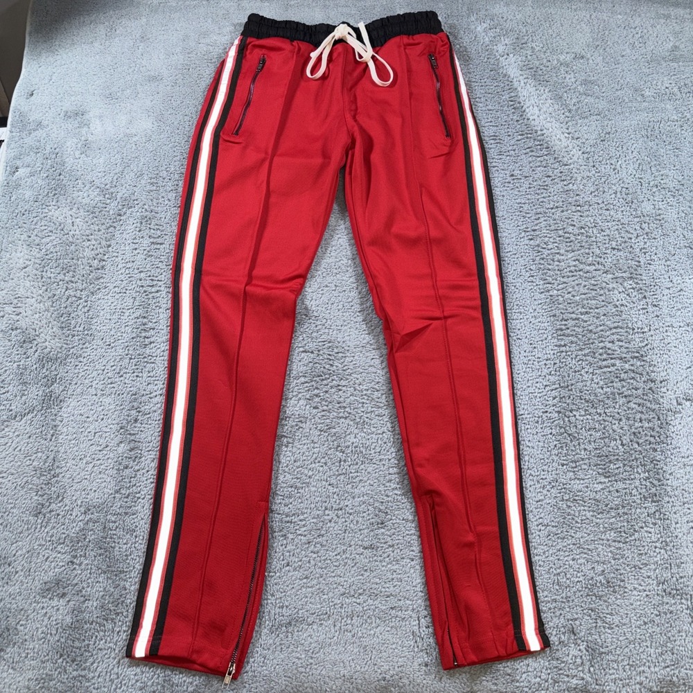KDNK Red and Black Ankled Zipped Elastic Waist Mens Size Small 30 x 30